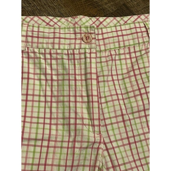 Lilly Pulitzer Women’s Capri Pants Sz 10 Pink White Green Plaid Cropped Light - Picture 3 of 7